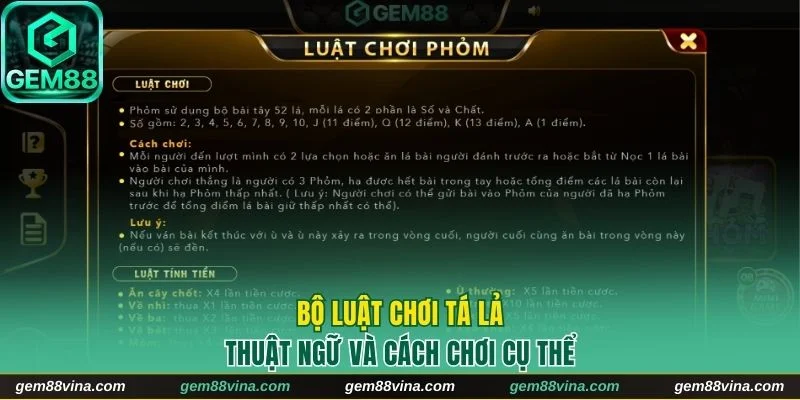 Thuật ngữ và thể lệ chơi bài phỏm cụ thể nhất